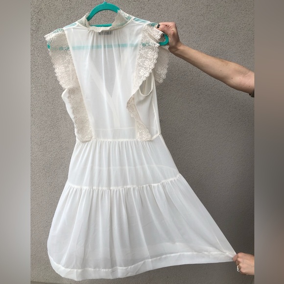 Sandro Paris sheer midi dress with lace detail size 2 - Picture 11 of 16